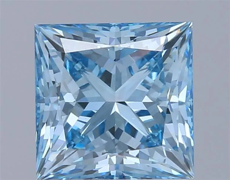 1.57ct Princess Lab Grown Diamond (Colour Fancy Vivid Blue, Clarity VVS2, IGI Certified)