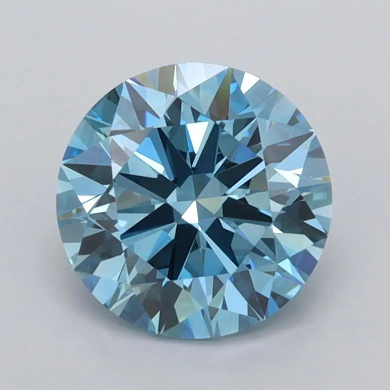 1.57ct Round Lab Grown Diamond (Colour Fancy Vivid Blue, Clarity VVS1, Cut ID, IGI Certified)