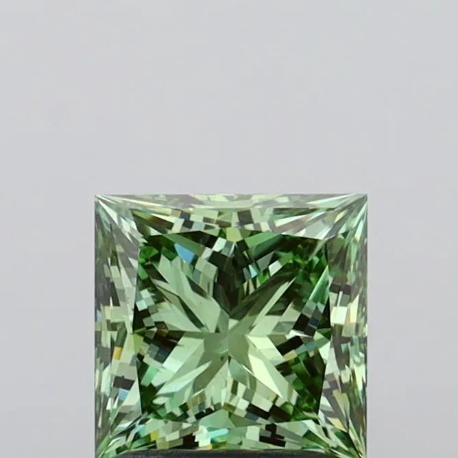 1.58ct Princess Lab Grown Diamond (Colour Fancy Vivid Green, Clarity VS1, IGI Certified)