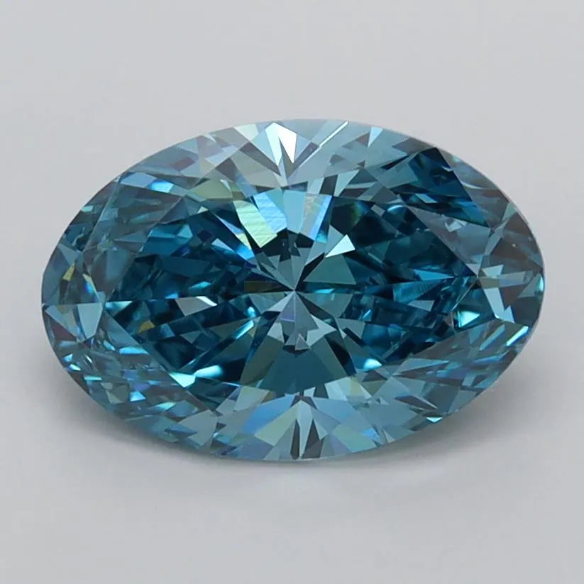 1.59ct Oval Lab Grown Diamond (Colour Fancy Vivid Blue, Clarity VVS2, IGI Certified)