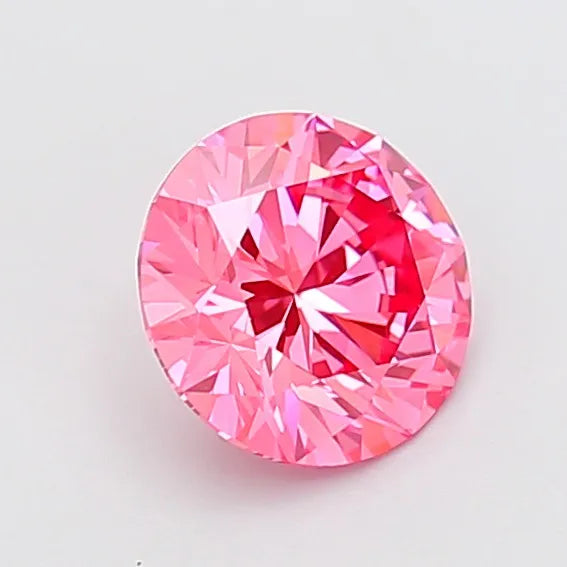 1.59ct Round Lab Grown Diamond (Colour Fancy Vivid Pink, Clarity VVS2, Cut ID, IGI Certified)