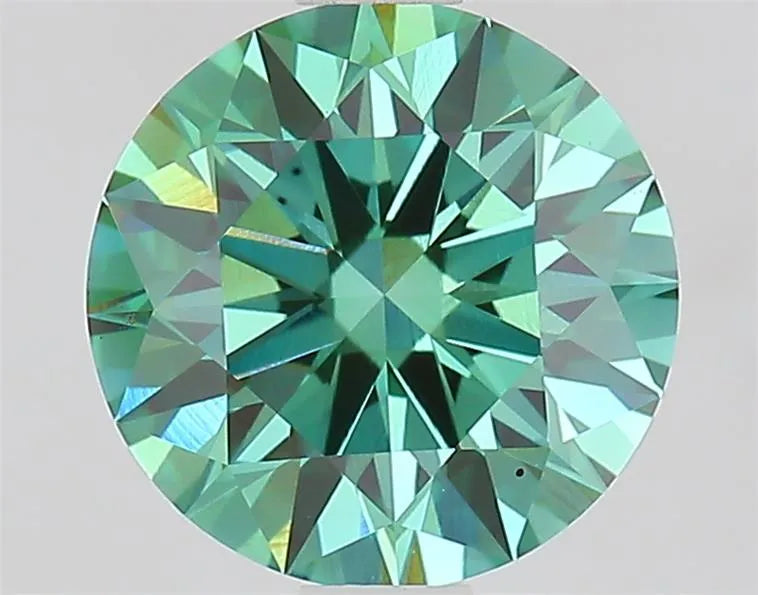 1.61ct Round Lab Grown Diamond (Colour Fancy Vivid Blueish Green, Clarity VVS2, Cut ID, IGI Certified)