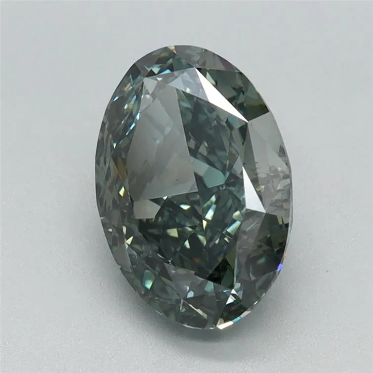1.62ct Oval Lab Grown Diamond (Colour Fancy Vivid Gray Green, Clarity VS2, IGI Certified)