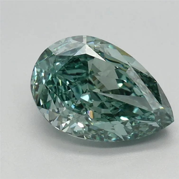1.62ct Pear Lab Grown Diamond (Colour Fancy Vivid Blue Green, Clarity VVS2, IGI Certified)
