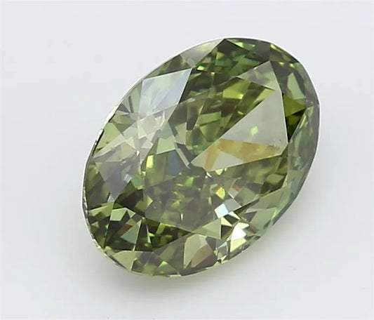 1.67ct Oval Lab Grown Diamond (Colour Fancy Vivid Green, Clarity VS2, IGI Certified)