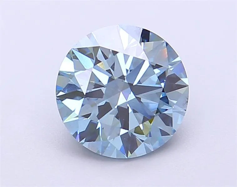 1.71ct Round Lab Grown Diamond (Colour Fancy Vivid Blue, Clarity SI1, Cut ID, IGI Certified)