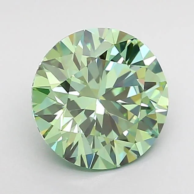 1.71ct Round Lab Grown Diamond (Colour Fancy Vivid Green, Clarity VVS1, Cut ID, IGI Certified)