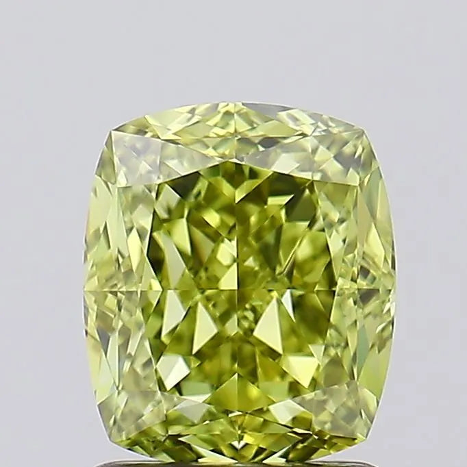 1.72ct Cushion modified Lab Grown Diamond (Colour Fancy Vivid Greenish Yellow, Clarity VVS2, IGI Certified)