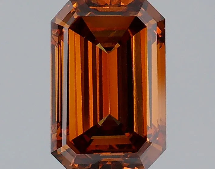1.76ct Emerald Lab Grown Diamond (Colour Fancy Vivid Brownish Orange, Clarity VVS2, IGI Certified)