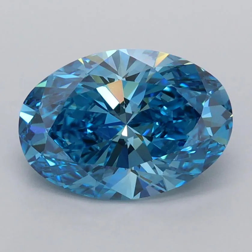 1.76ct Oval Lab Grown Diamond (Colour Fancy Vivid Blue, Clarity VVS2, IGI Certified)