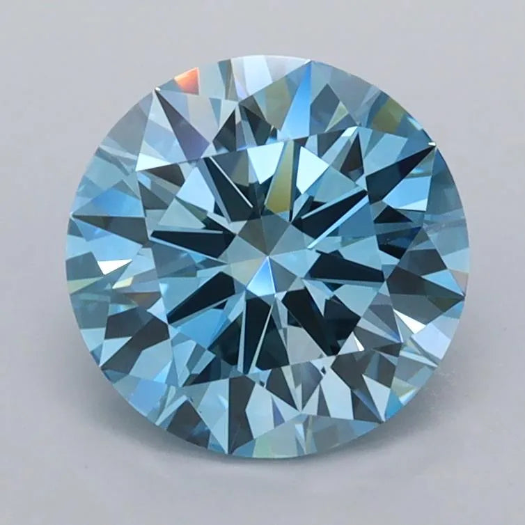 1.76ct Round Lab Grown Diamond (Colour Fancy Vivid Blue, Clarity VVS1, Cut ID, IGI Certified)