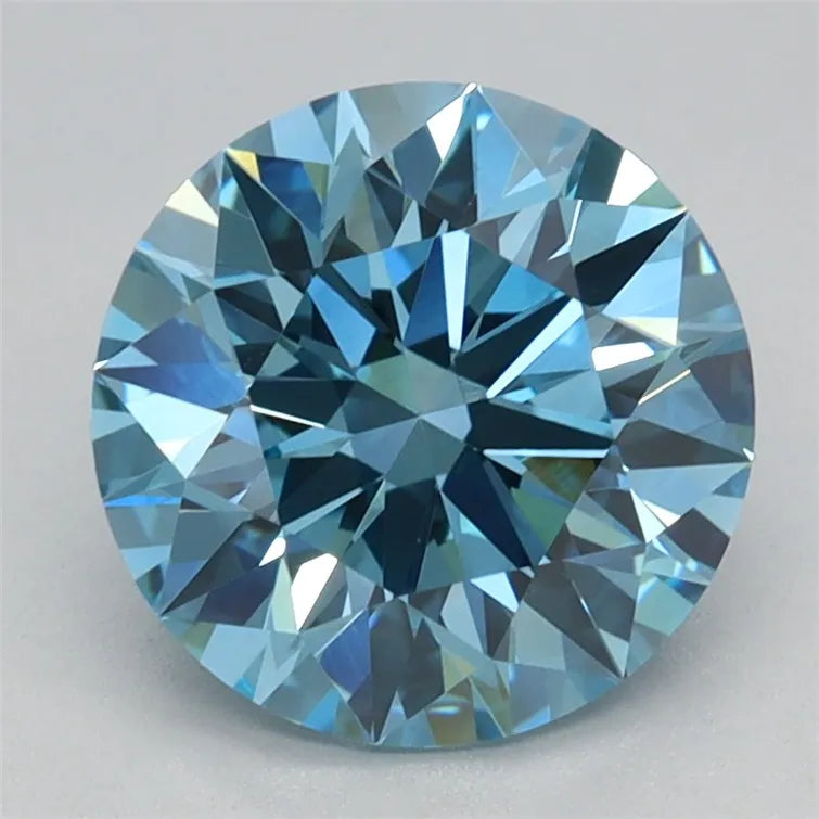 1.76ct Round Lab Grown Diamond (Colour Fancy Vivid Blue, Clarity VVS2, Cut ID, IGI Certified)