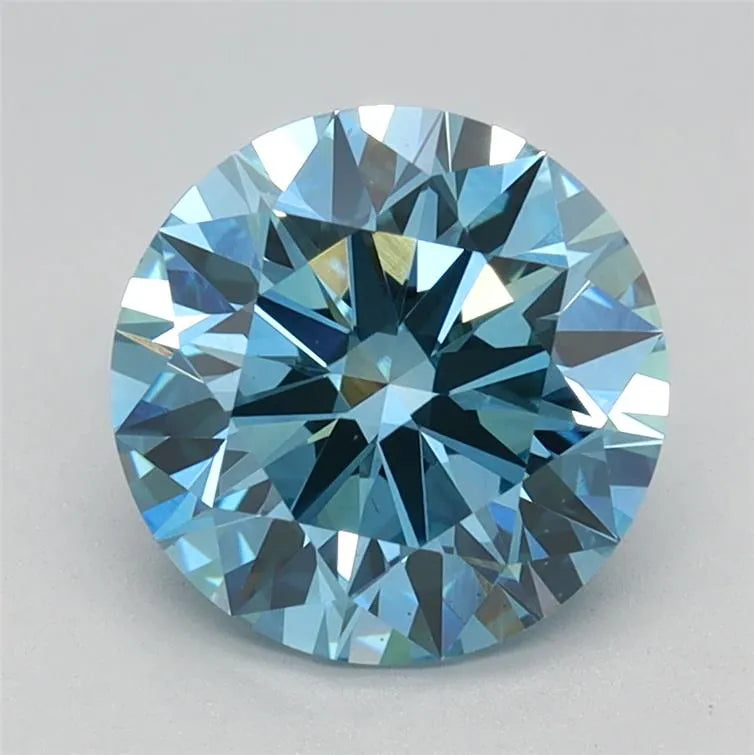 1.78ct Round Lab Grown Diamond (Colour Fancy Vivid Blue, Clarity VVS2, Cut ID, IGI Certified)