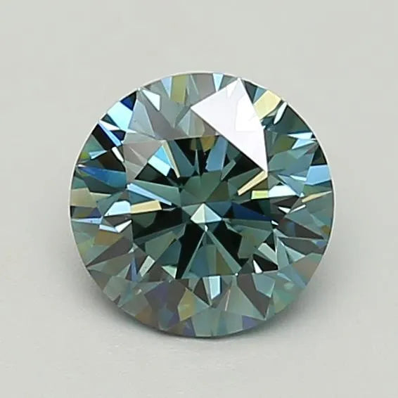 1.81ct Round Lab Grown Diamond (Colour Fancy Vivid Greenish Blue, Clarity VS2, Cut EX, IGI Certified)