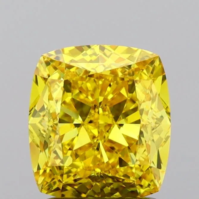 1.85ct Cushion modified Lab Grown Diamond (Colour Fancy Vivid Yellow, Clarity VVS1, IGI Certified)