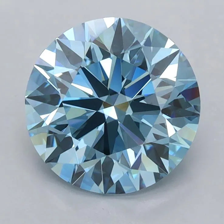 1.85ct Round Lab Grown Diamond (Colour Fancy Vivid Blue, Clarity VVS1, Cut ID, IGI Certified)