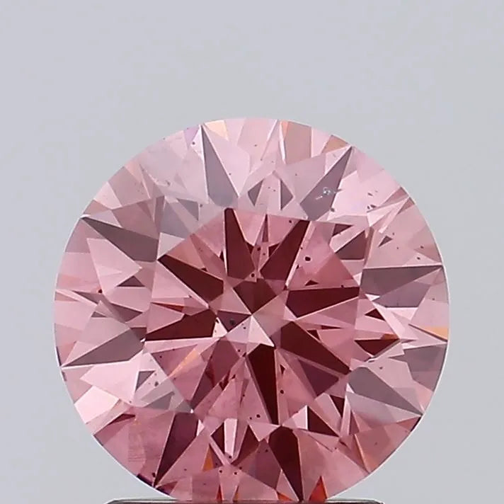 1.85ct Round Lab Grown Diamond (Colour Fancy Vivid Purplish Pink, Clarity SI1, Cut ID, IGI Certified)