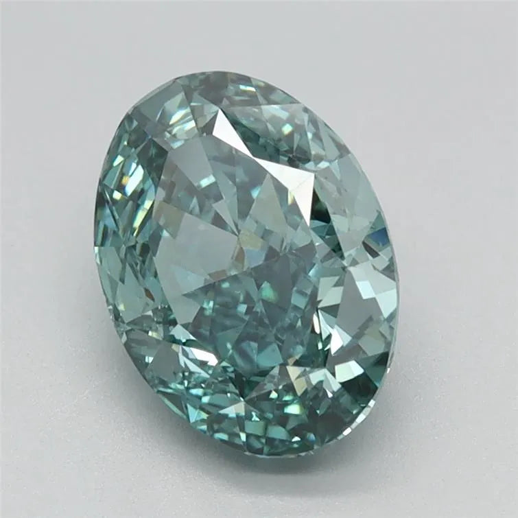 1.86ct Oval Lab Grown Diamond (Colour Fancy Vivid Blueish Green, Clarity VS1, IGI Certified)