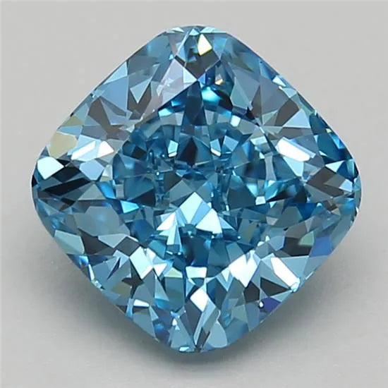 1.87ct Cushion brilliant Lab Grown Diamond (Colour Fancy Vivid Blue, Clarity VS1, Cut EX, IGI Certified)