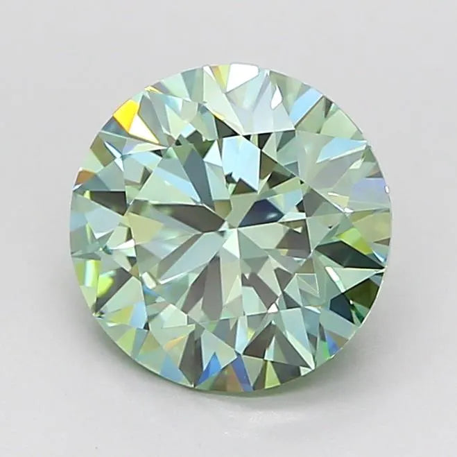 1.88ct Round Lab Grown Diamond (Colour Fancy Vivid Green, Clarity VVS2, Cut ID, IGI Certified)