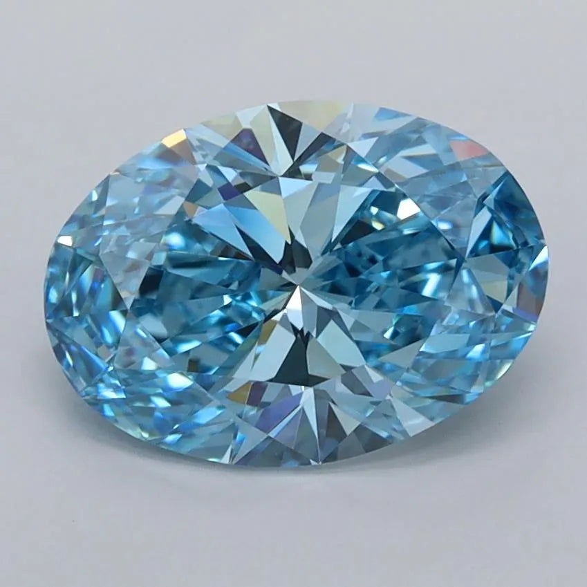 1.93ct Oval Lab Grown Diamond (Colour Fancy Vivid Blue, Clarity VVS1, IGI Certified)