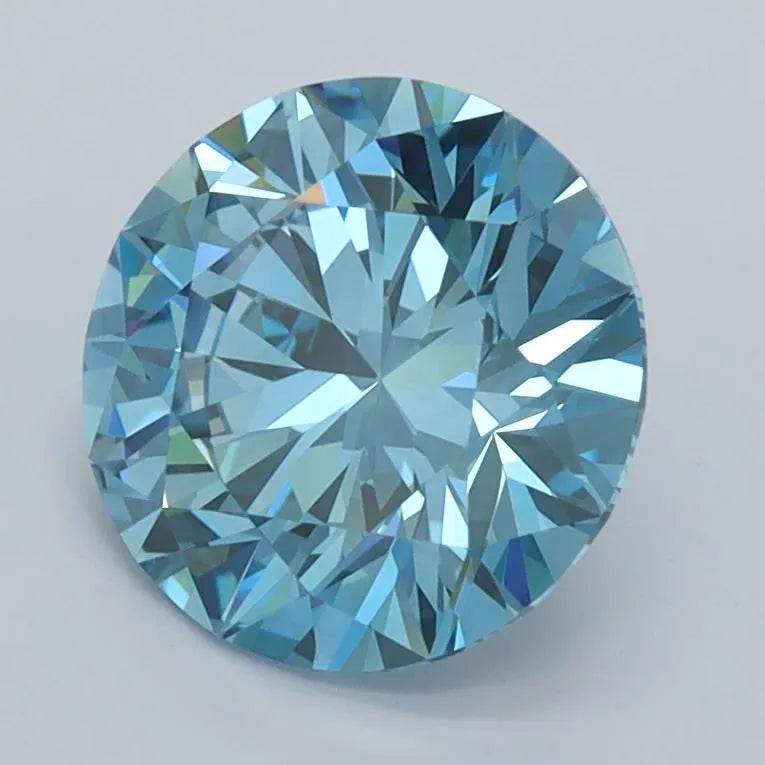 1.99ct Round Lab Grown Diamond (Colour Fancy Vivid Blue, Clarity VVS2, Cut EX, IGI Certified)