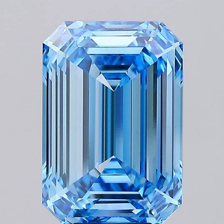 10.08ct Emerald Lab Grown Diamond (Colour Fancy Vivid Blue, Clarity VVS2, IGI Certified)