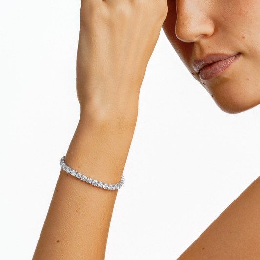 14K Gold 4-Prong Lab-Created Tennis Bracelet (10 CTW D-F VVS2)