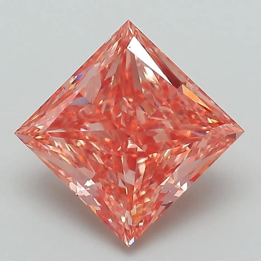 3.01ct Princess Lab Grown Diamond (Colour Fancy Vivid Pinkish Orange, Clarity VS2, IGI Certified)