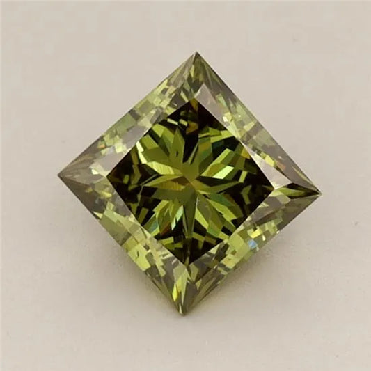0.70ct Princess Lab Grown Diamond (Colour Fancy Vivid Green, Clarity SI1, IGI Certified)