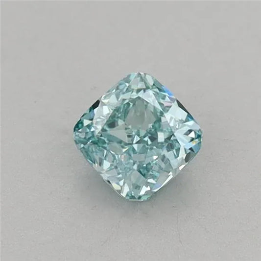 0.39ct Cushion modified Lab Grown Diamond (Colour Fancy Vivid Green, Clarity VVS2, IGI Certified)