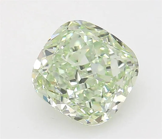 0.69ct Cushion modified Natural Diamond (Colour Fancy Yellowish Green, Clarity VS2, GIA Certified)