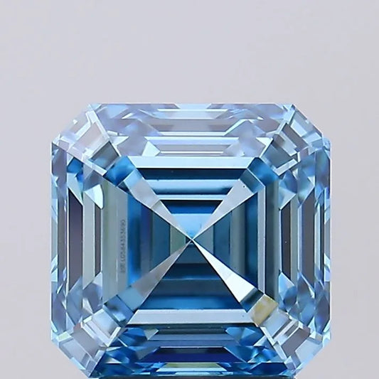 3.07ct Square emerald Lab Grown Diamond (Colour Fancy Vivid Blue, Clarity VS1, IGI Certified)