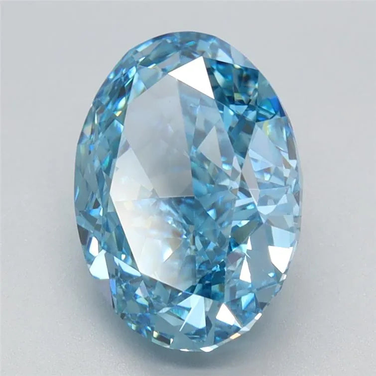 2.66ct Oval Lab Grown Diamond (Colour Fancy Vivid Blue, Clarity VVS2, IGI Certified)