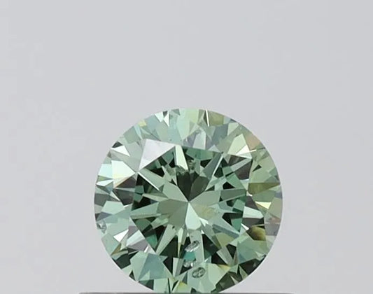 0.52ct Round Lab Grown Diamond (Colour Fancy Vivid Green, Clarity SI1, Cut VG, IGI Certified)