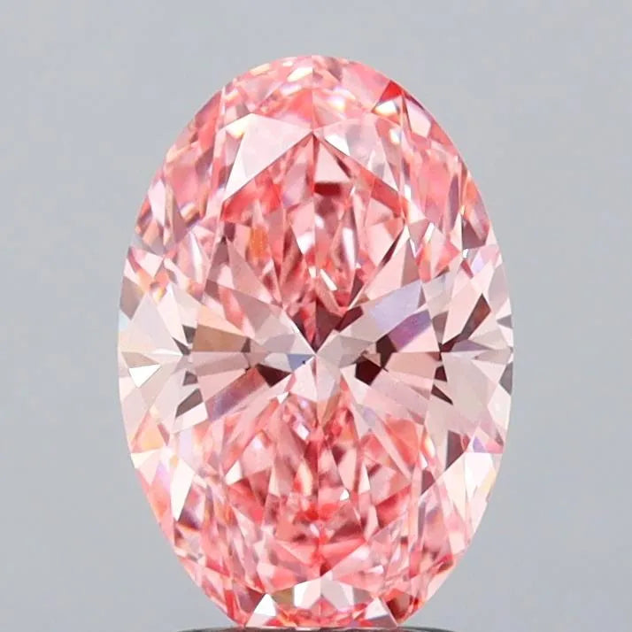 2.10ct Oval Lab Grown Diamond (Colour Fancy Vivid Pink, Clarity VS2, IGI Certified)