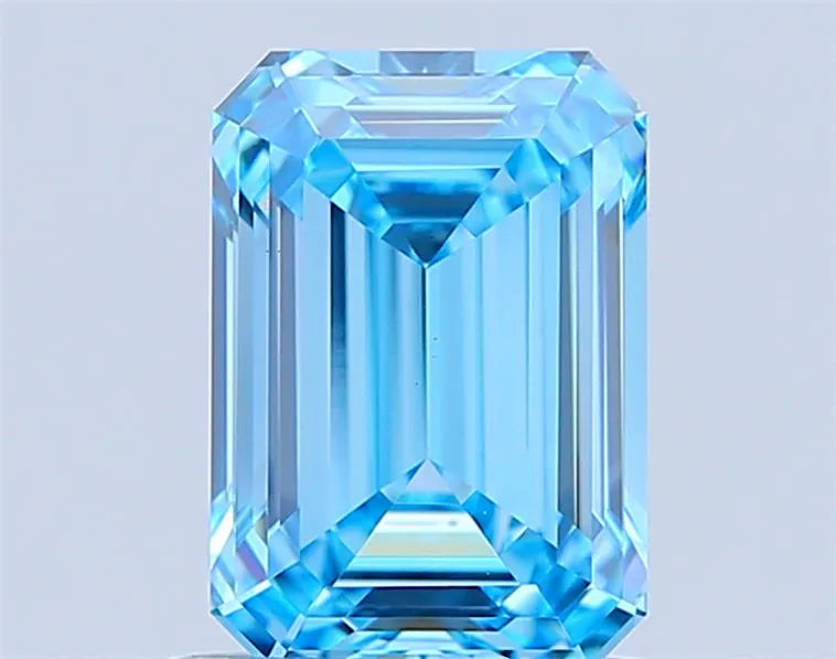 1.56ct Emerald Lab Grown Diamond (Colour Fancy Vivid Blue, Clarity VS1, IGI Certified)