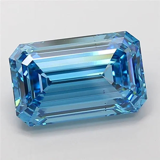 7.04ct Emerald Lab Grown Diamond (Colour Fancy Vivid Blue, Clarity VS2, IGI Certified)
