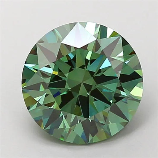 2.55ct Round Lab Grown Diamond (Colour Fancy Vivid Green, Clarity VVS2, Cut ID, IGI Certified)