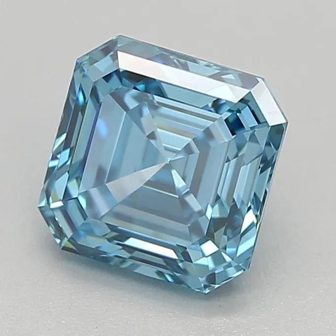 0.91ct Square emerald Lab Grown Diamond (Colour Fancy Vivid Blue, Clarity VVS2, IGI Certified)