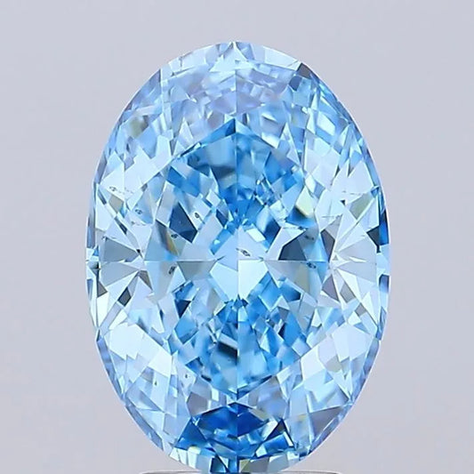 3.60ct Oval Lab Grown Diamond (Colour Fancy Vivid Blue, Clarity SI1, IGI Certified)