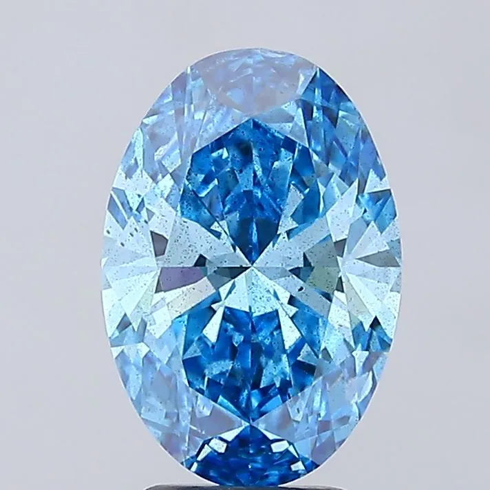 3.06ct Oval Lab Grown Diamond (Colour Fancy Vivid Blue, Clarity SI2, IGI Certified)