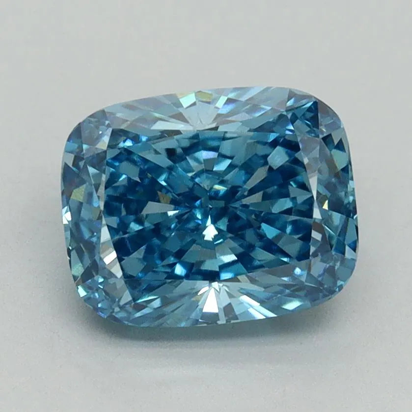 2.00ct Cushion brilliant Lab Grown Diamond (Colour Fancy Vivid Blue, Clarity VS1, IGI Certified)