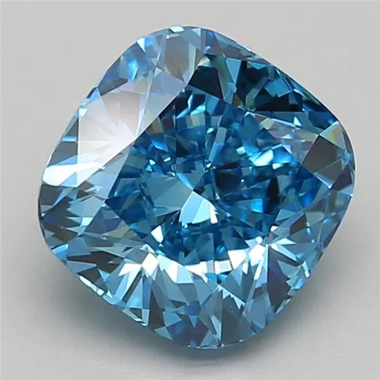 2.00ct Cushion brilliant Lab Grown Diamond (Colour Fancy Vivid Blue, Clarity VVS2, Cut VG, IGI Certified)