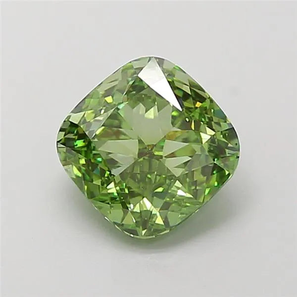 2.00ct Cushion modified Lab Grown Diamond (Colour Fancy Vivid Green, Clarity VS1, IGI Certified)