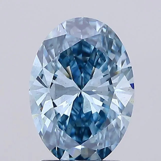 2.00ct Oval Lab Grown Diamond (Colour Fancy Vivid Blue, Clarity SI1, IGI Certified)