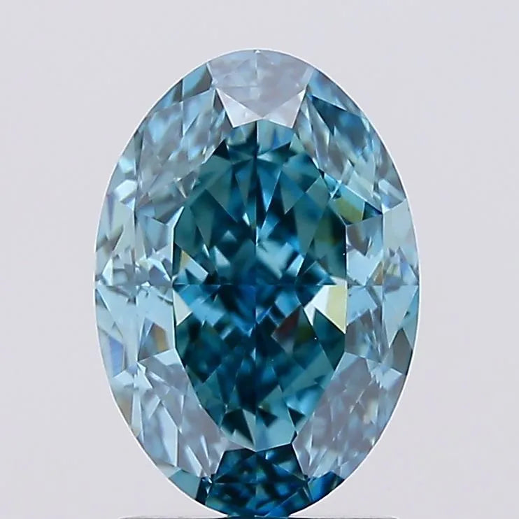 2.00ct Oval Lab Grown Diamond (Colour Fancy Vivid Blue, Clarity VVS2, IGI Certified)
