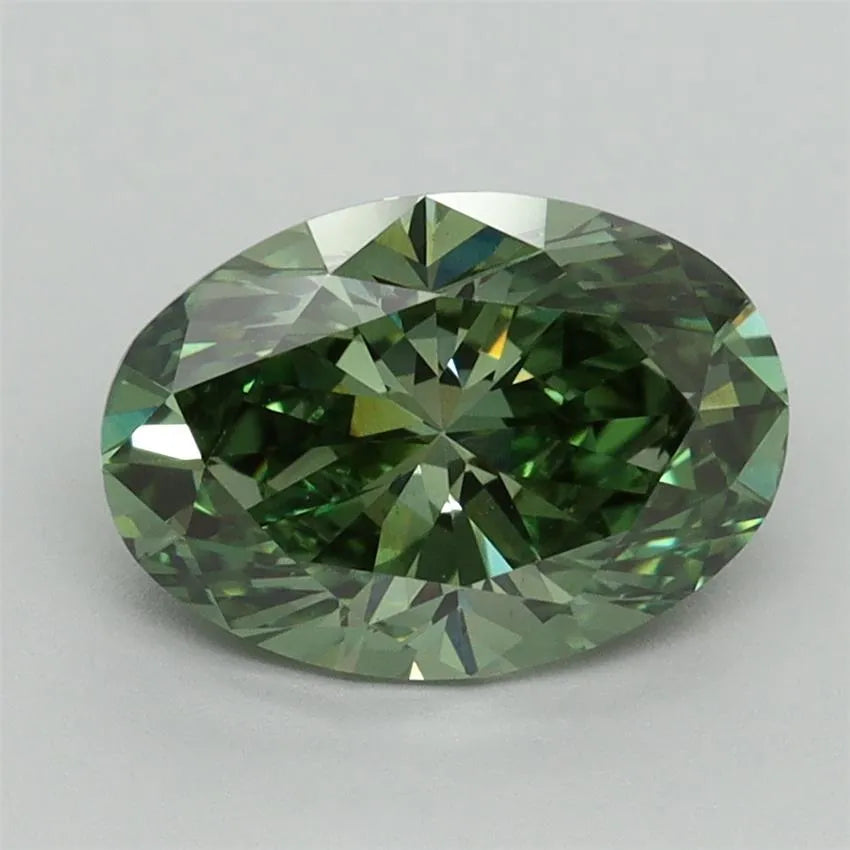 2.00ct Oval Lab Grown Diamond (Colour Fancy Vivid Green, Clarity VS1, IGI Certified)