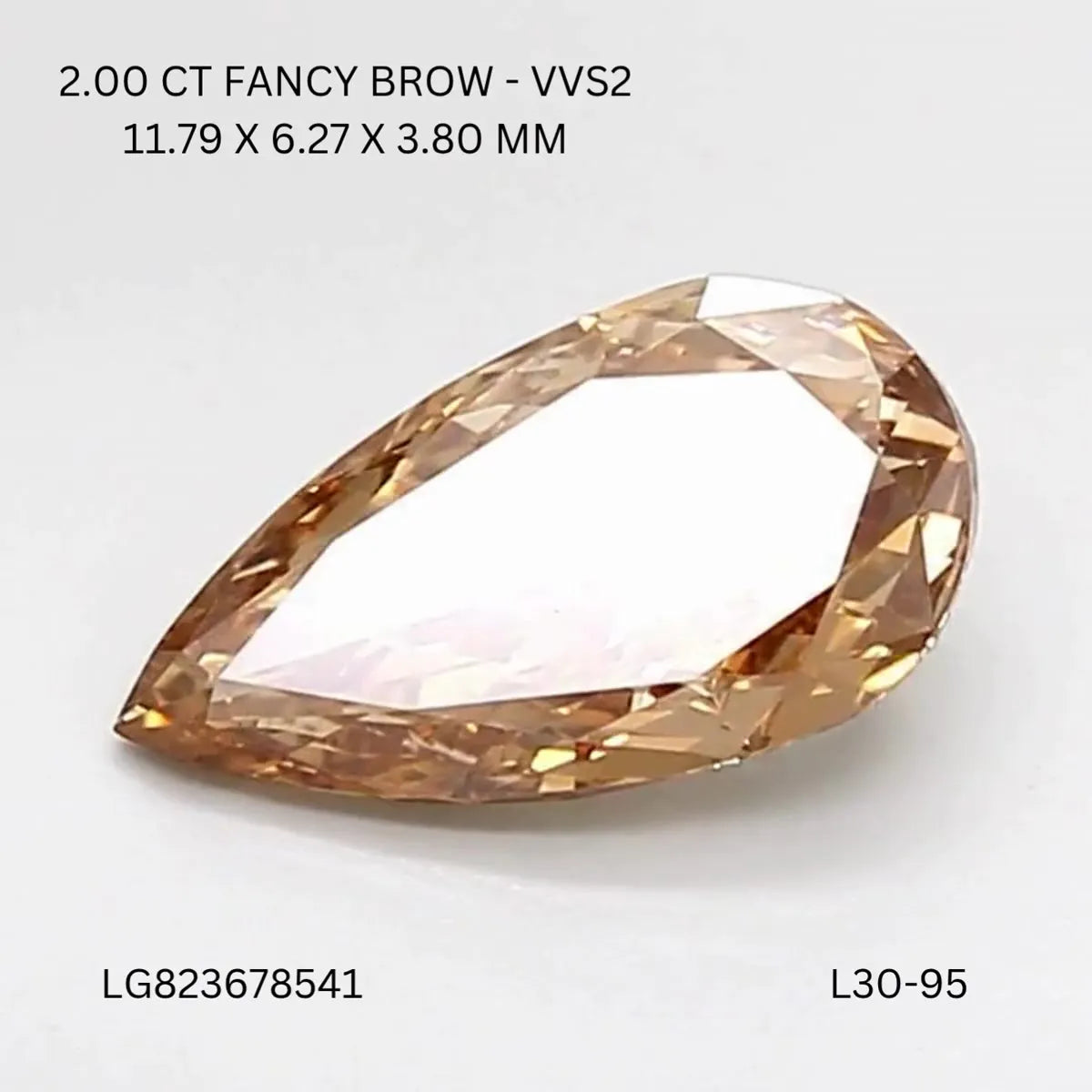 2.00ct Pear Lab Grown Diamond (Colour Fancy Brown, Clarity VVS2, IGI Certified)