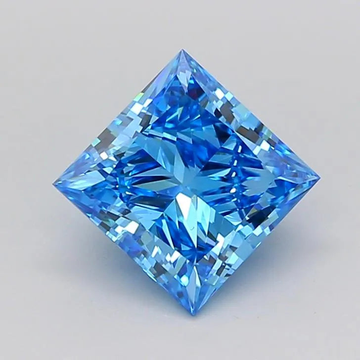 2.00ct Princess Lab Grown Diamond (Colour Fancy Vivid Blue, Clarity VS1, IGI Certified)